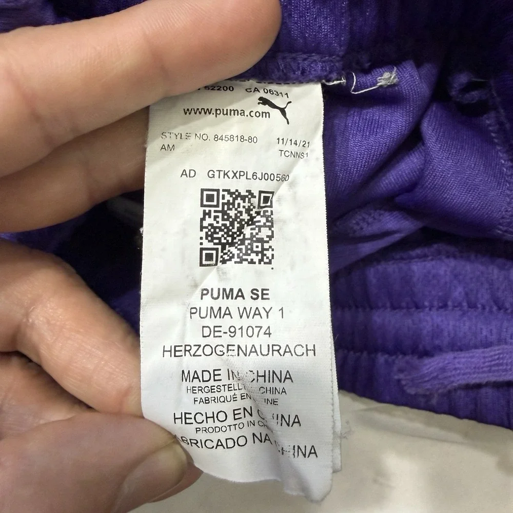 PUMA Men's Small Purple Mesh‎ Basketball Shorts Elastic Waist Logo